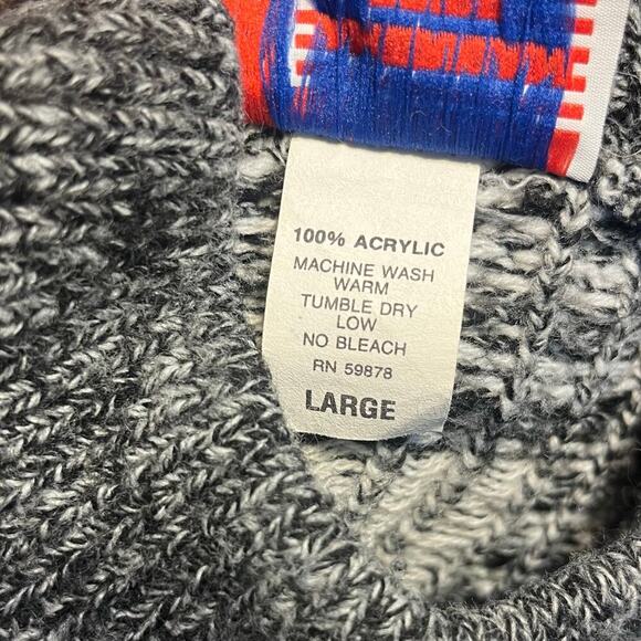VTG Monochrome Abstract Pattern Knit Pullover Sweater Sz L Streetwear Retro 90s - Picture 5 of 6